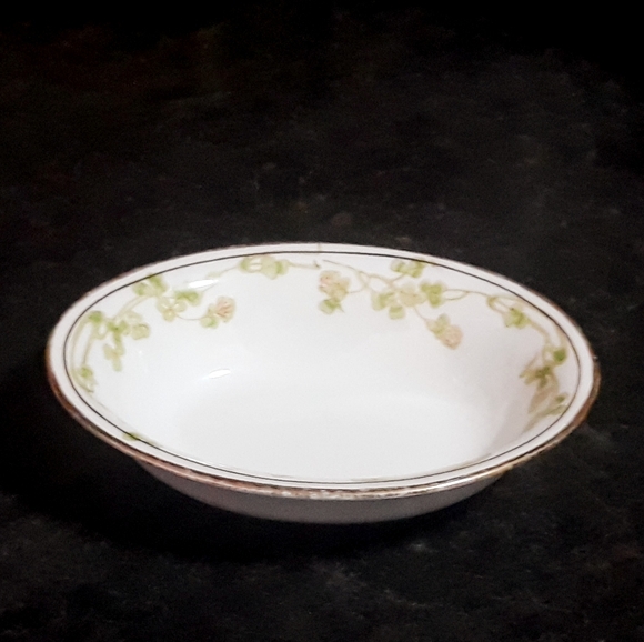 Antique 1912 Homer Laughlin Genesee Purple Flower Green Clover Oval Dish - Picture 9 of 10